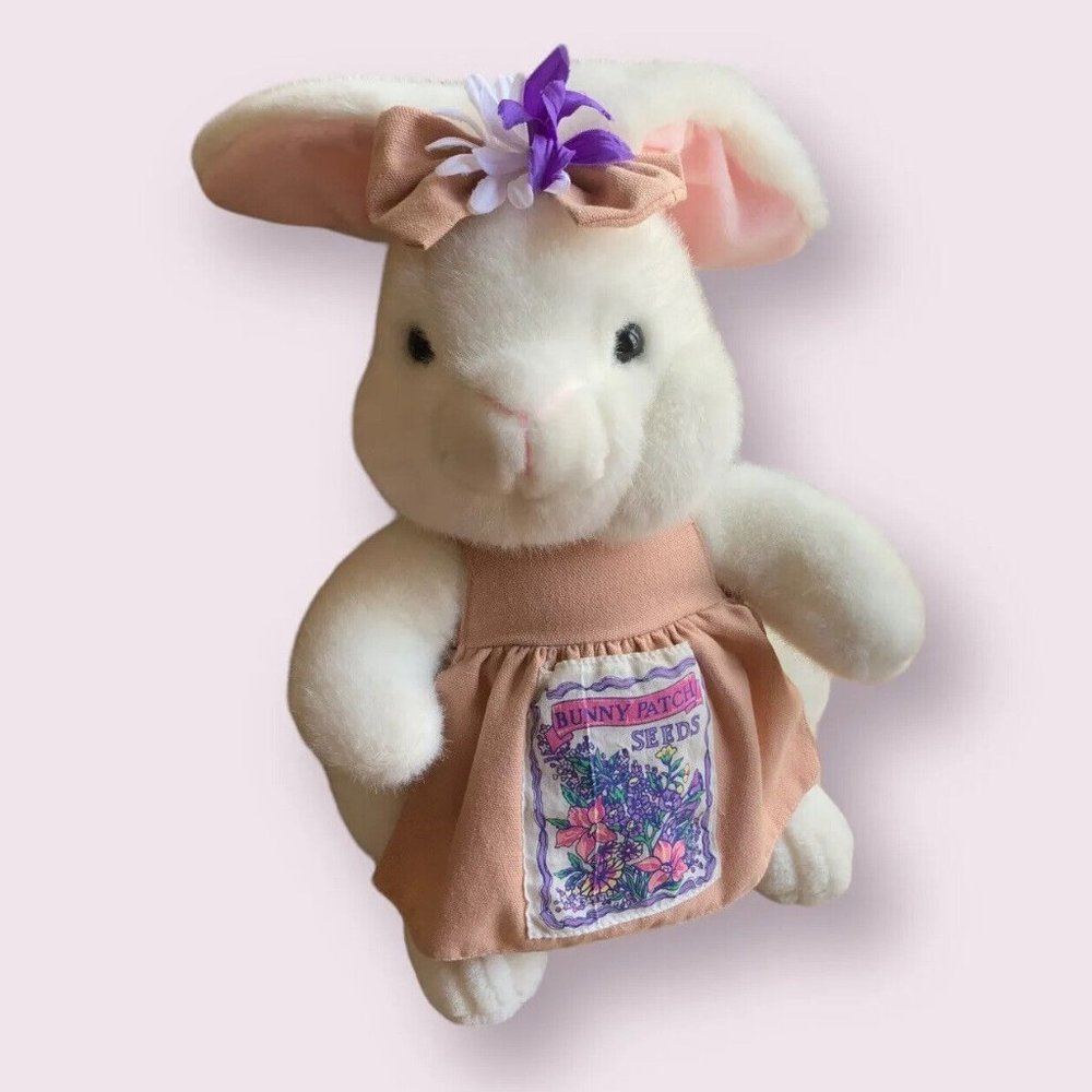 Vintage Commonwealth Bunny‎ Patch Seeds Plush Rabbit Stuffed Animal 1992 Apron